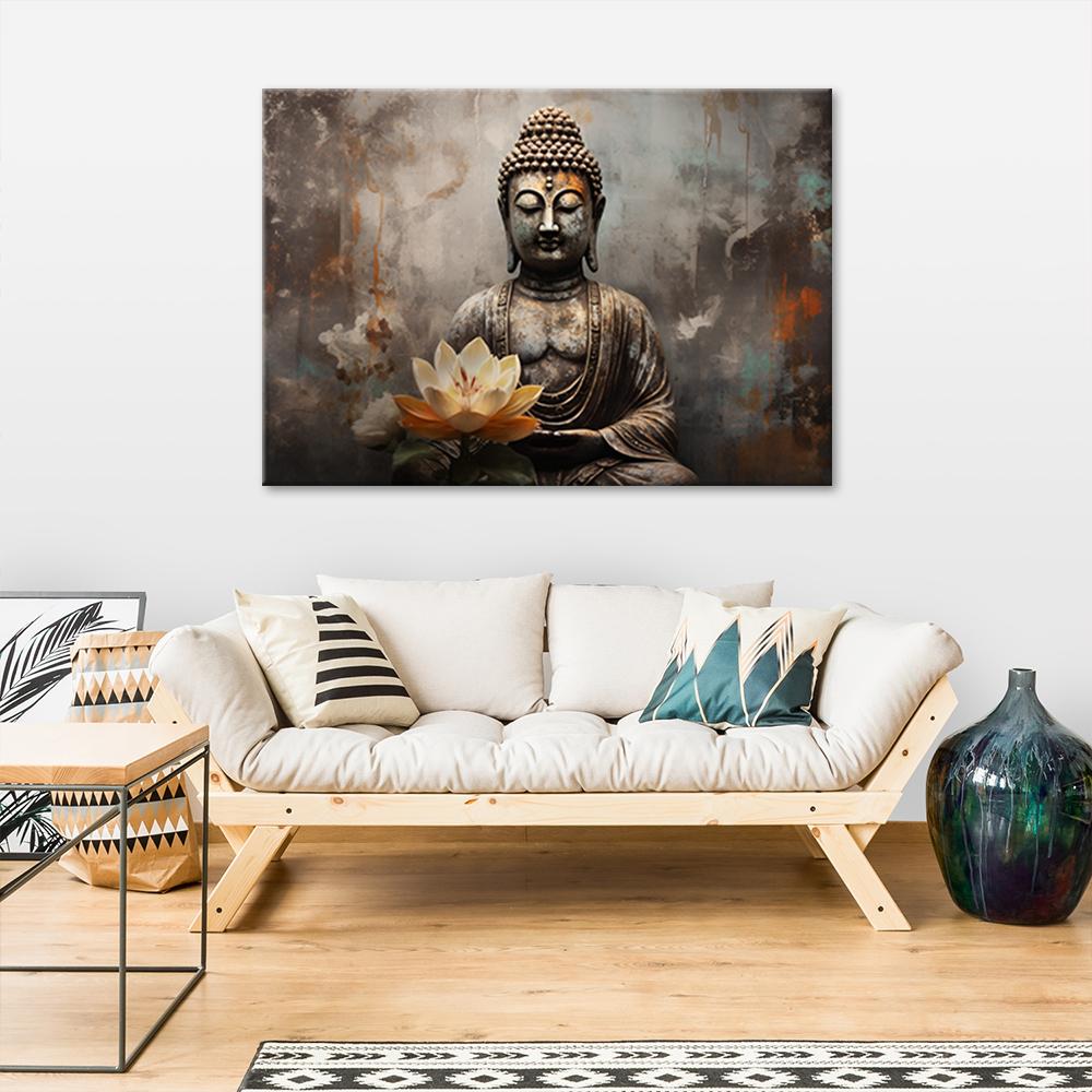 Leinwandbild, Meditierender Buddha abstrakt