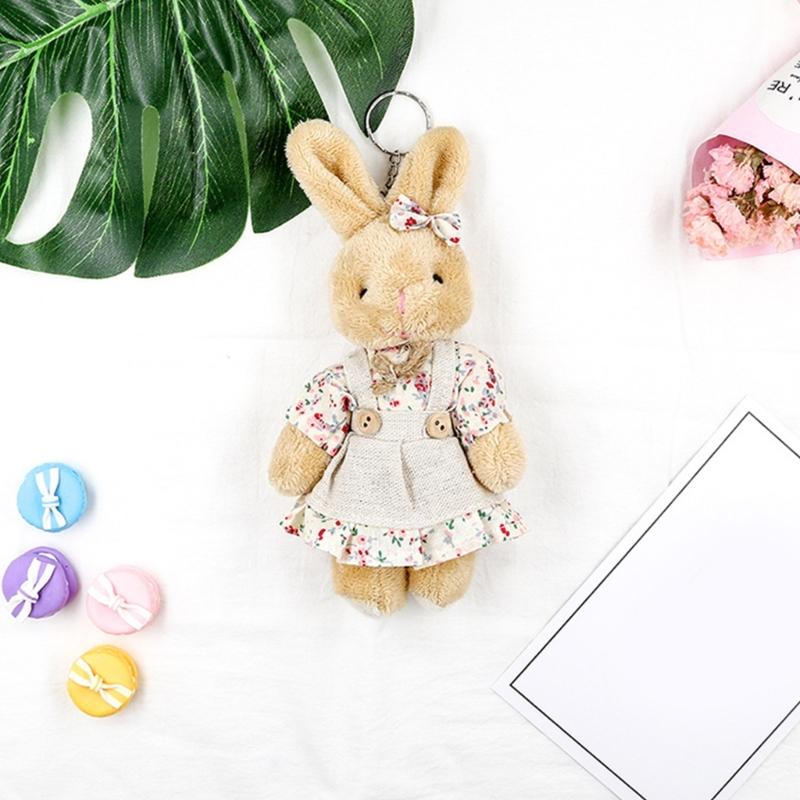 Plush-Bear Keychain Aniaml Key-Ring Hanging-Ornament Plush-Stuffed Animal Car Key-Holder for Girls Women Couple Gift