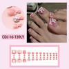 24PCS French Tip Acrylic Press On Toenails False Toe Nail with Bows and Rhinestones Short Nail Tips for Women and Girls