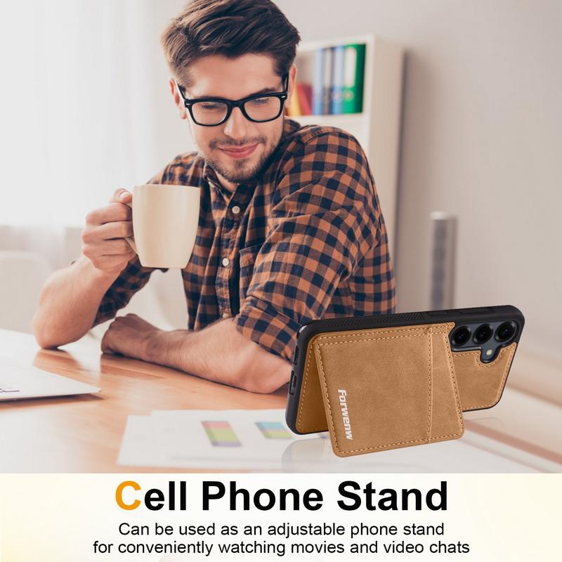 Luxury Back Leather Card Slots Stand Cover Case For Samsung S26 Ultra S25 Edge S24 S23 S22 Plus S21 FE A15 A16 A17 A34 A35 A36 A37 A54 A55 A56 A57 5G