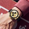 OLEVS Stylish Men's Watch Business Date Waterproof Quartz Gold Analog Chronograph Silicone Strap