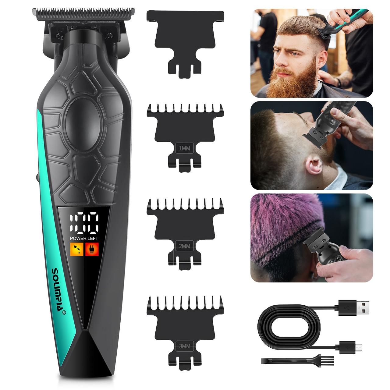 

Solimpia Barber Hair Clipper Professional Hair Cutting Machine Rechargeable Electric Beard Trimmer Shaver Wet and Dry Haircut зелений