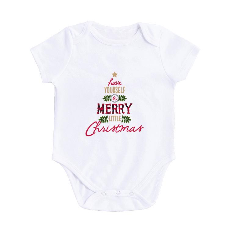 Four Seasons Baby Bodysuit: Newborn Triangle Romper with Christmas Print, Short Sleeve Onesie for Comfortable Outings