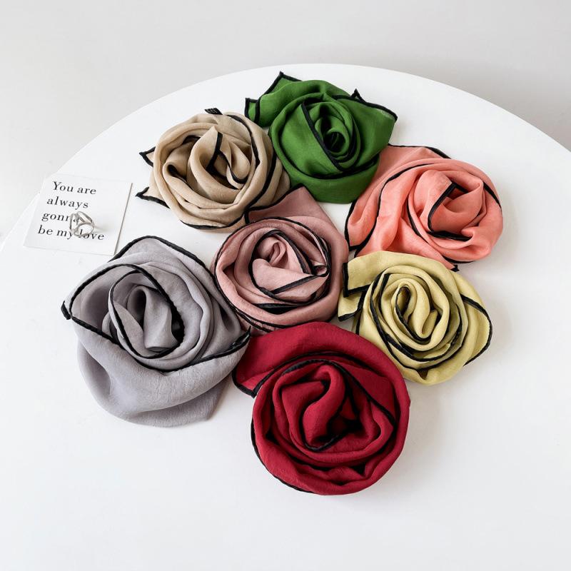 Solid Color Small Scarf for Women Korean Style Versatile Thin Narrow Long Scarf with Hairband Temperament Streamer Scarf