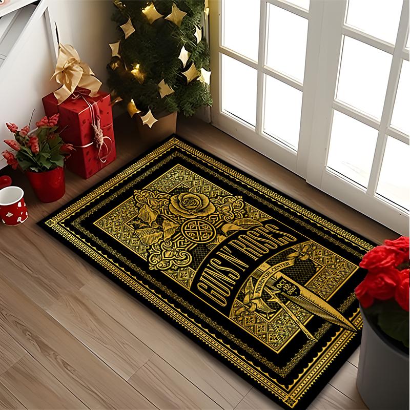 1pc Guns N Roses Emblem Rug, Digital Printed Home Chair Sofa Mat, Durable Office Area Carpet, Beautiful Festival Decorations