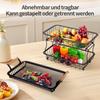 Fruit Basket Vegetable Basket Metal Storage Basket with Hook and Wooden Handle Stackable and Removable Kitchen Storage Rack