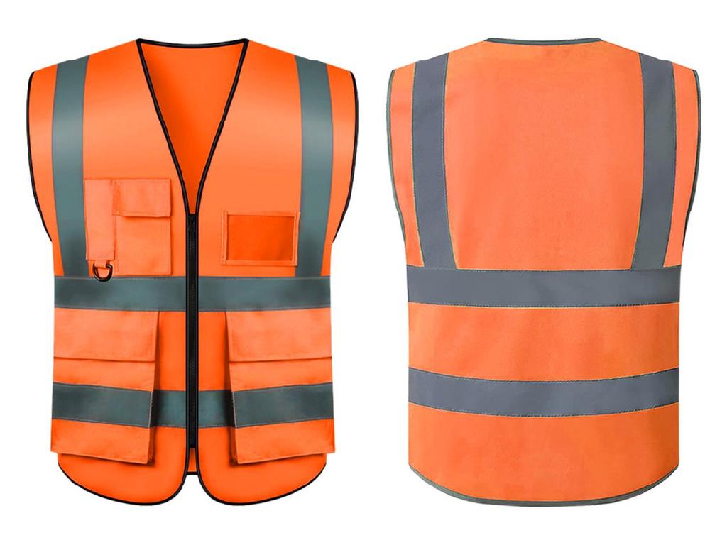 Multi-Pocket Reflective Vest for Sanitation & Construction with Printing