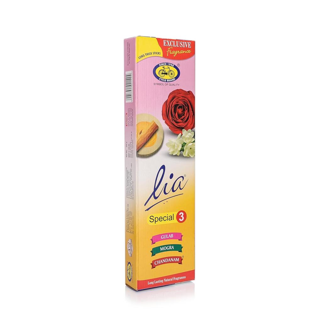 Lia 3 In 1 Assorted Pack Agarbatti With Gulab Mogra Chandanam Fragrance Ideal For Meditation Home Puja Pack of 3