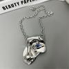 Tooxika Przesadne Wpatrywanie się Maska na Pół Twarzy Wisiorek Naszyjnik Łańcuch Kubański Tide Cool Hip-hop Spersonalizowany Łańcuszek na Obojczyk