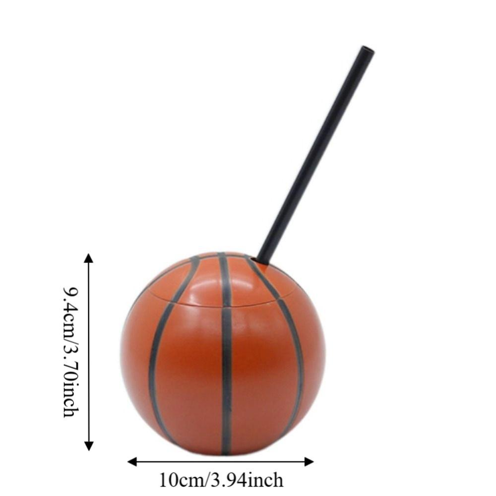 450 ML Soccer Shaped Drink Cup with Straw and Lid Ball Shape Straw Cup Bar