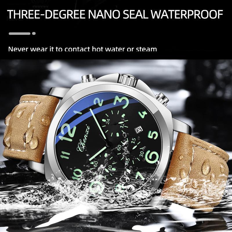 Fashion Watch For Men Waterproof Luminous Chronograph Man Watch Leather Military Men's Quartz Watches Reloj