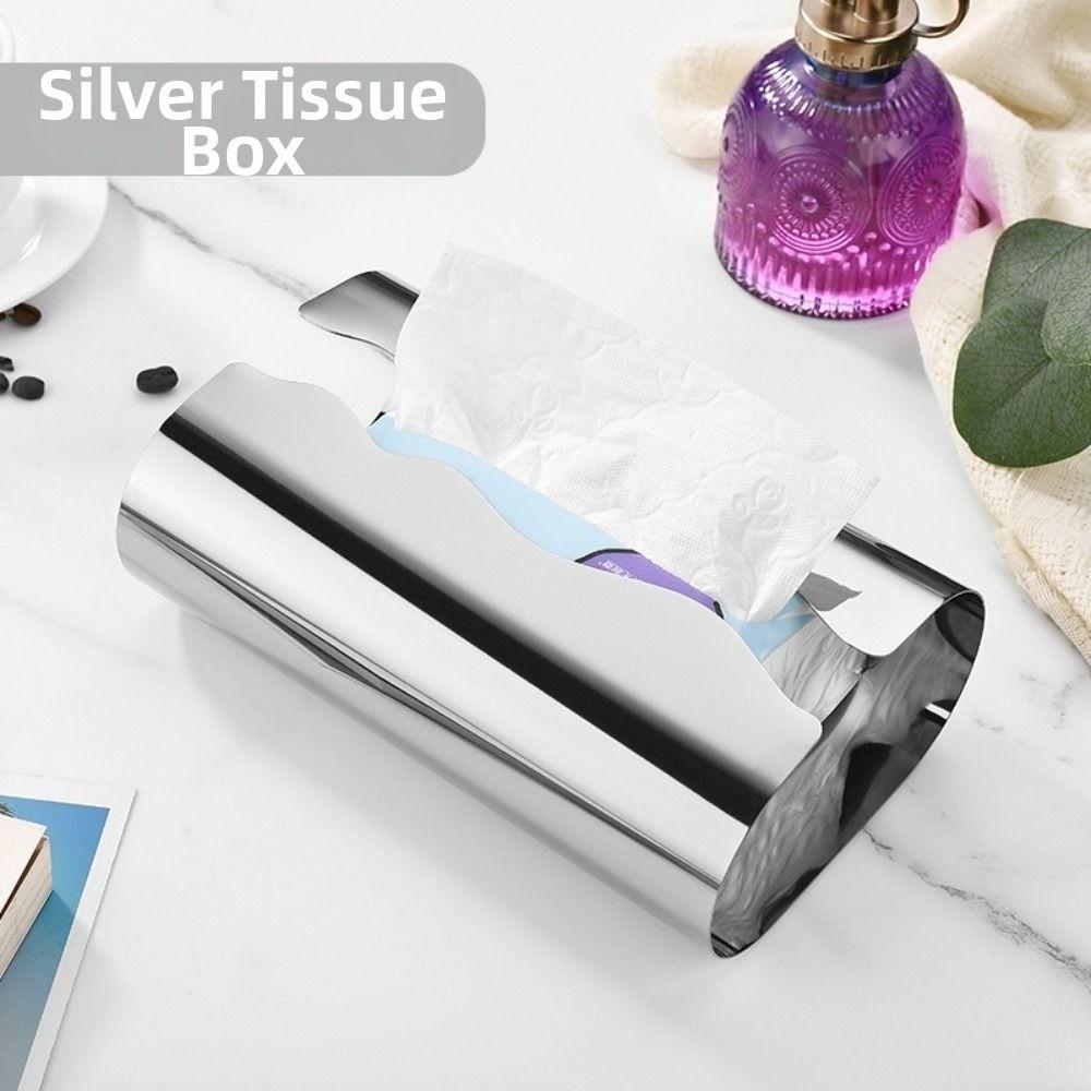 Nordic Style Stainless Steel Tissue Box Waterproof Minimalist Napkin Storage Box Modern Elegant Table Paper Container Car