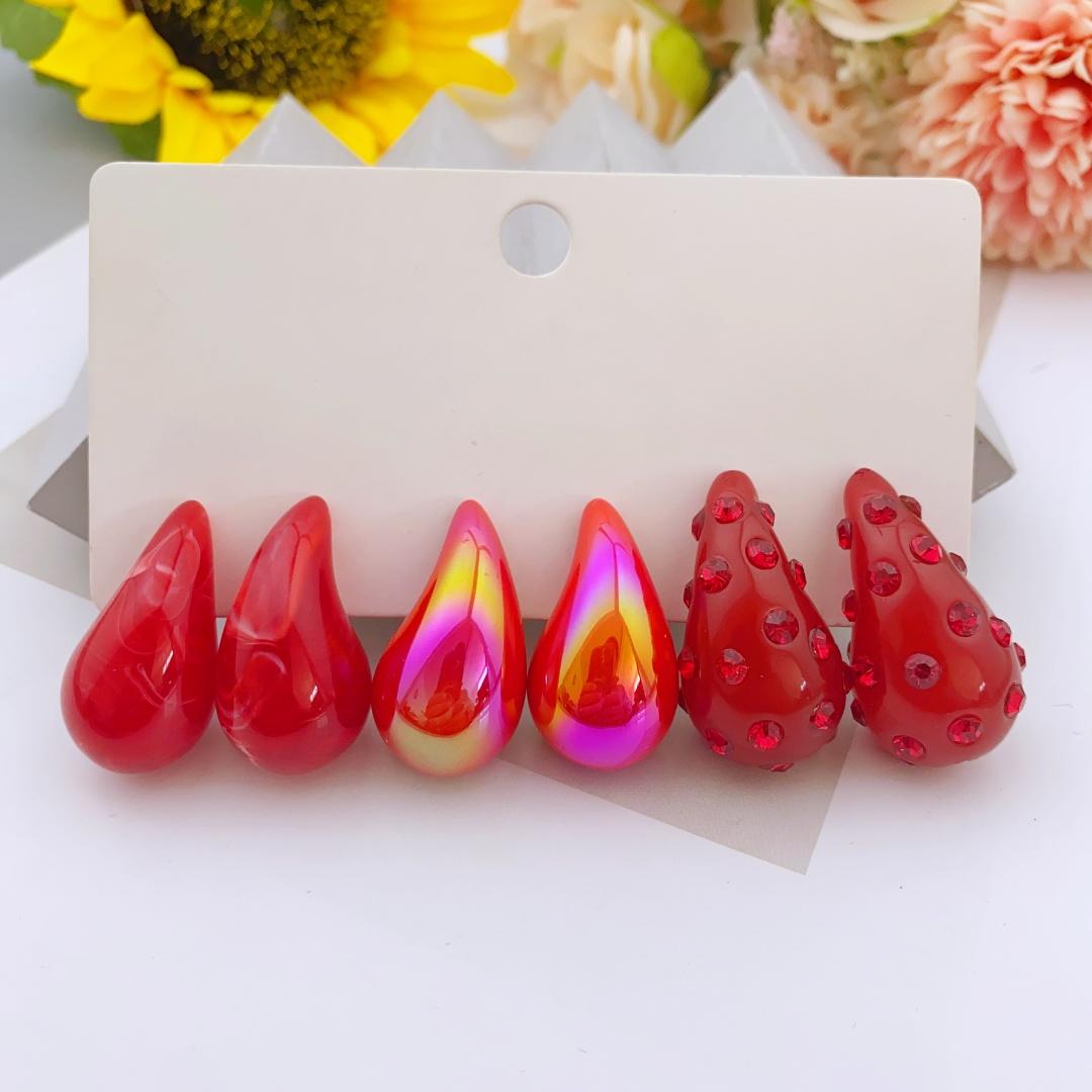 

3 пары акриловых сережек-подвесок в винтажном стиле для повседневного и праздничного женского образа