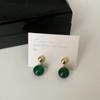 New Chinese-Style Trendy Green Agate Ball Stud Earrings For Women'S Personality, Fresh And Fashionable Trend, Versatile Earrings And Earrings.
