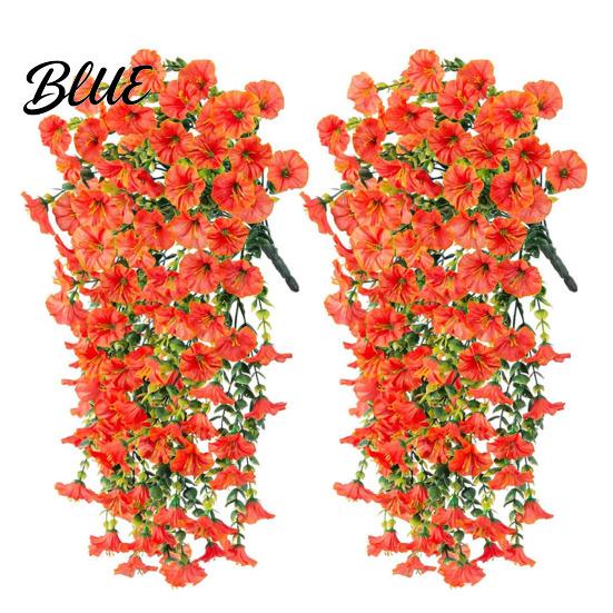 Wedding Artificial Flowers for Outdoor Fake Hanging Morning Glory with Eucalyptus Leaves UV Flower Bouquet Resistant Faux Plants Petunias