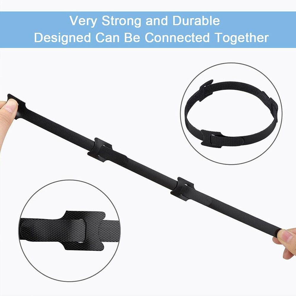 100pcs Reusable Cable Tie Nylon Hook Loop Strap Cord Ties PC TV Organiser