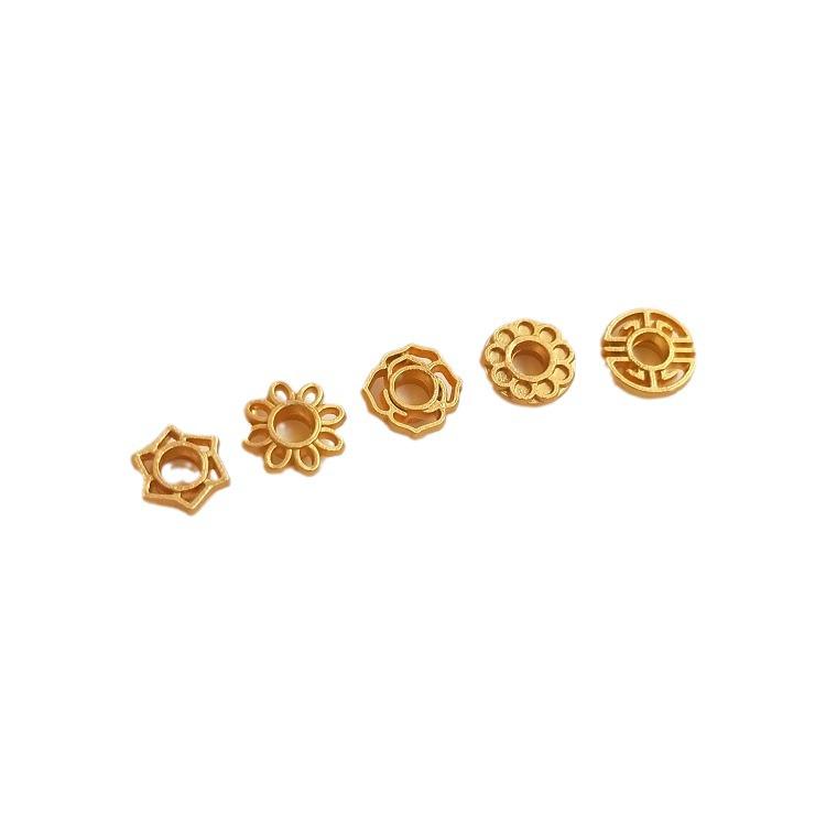 Color-Preserving Matte Gold Jade Crystal Pearl Rondelle Bee Bead Stopper for DIY Flower Inlay.
