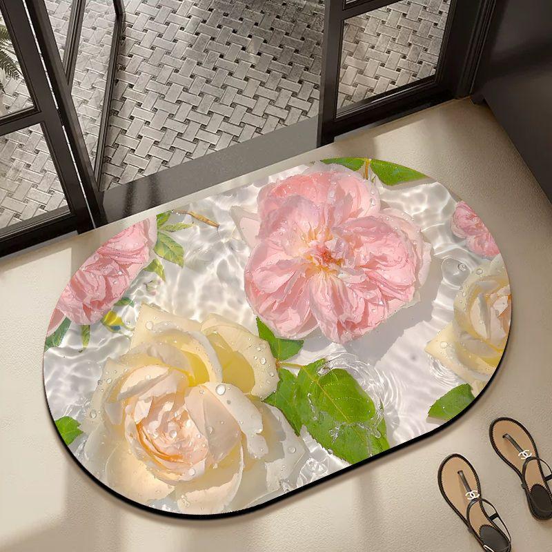 Bathroom Floor Mat Diatom Mud Household Toilet Toilet Mat Toilet Door Non-slip Absorbent Flower Foot Mat Blanket