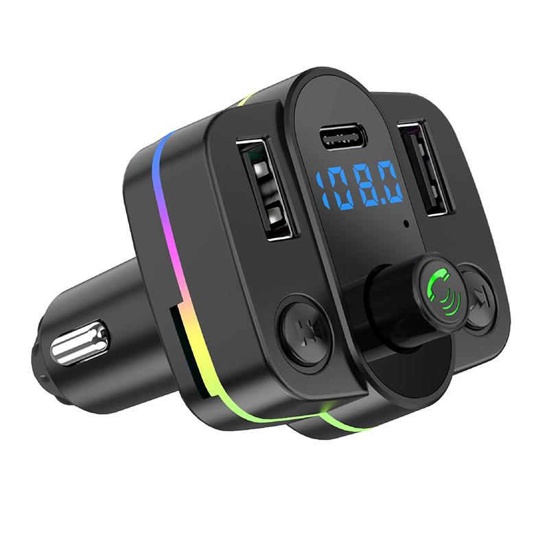 Type-C Fast Charging Car Charger Fm Transmitter Dual Usb Music Player Mp3 Charger Adapter Type-C Wireless Light Handsfree