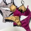 Set de lenjerie de corp pentru femeie, din țesătură de mătase franceză, braletă sexy din dantelă, cupă subțire, set de sutien push up, lenjerie romantică trandafir, pentru femei intime