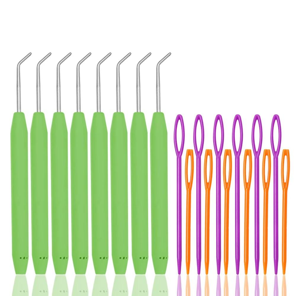 4/6/8PCS Crochet Needle Hooks Kit with Knitting Loom Hooks and Colorful Plastic Sewing Needles Loom Knit Hook Set