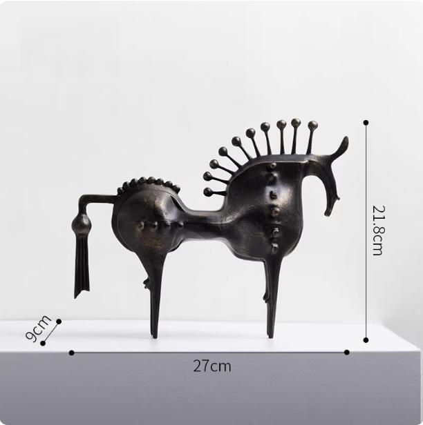 Handmade Iron Animal Sculpture Art Crafts Abstract Horse Stinging Horses Metal Decorative Figurines Home Decoration Accessories