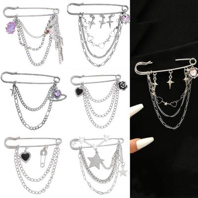 Classic Vintage Tassel Chain Brooch Lapel Pin, Shirt Collar Decor Badge, Fashion Neckwear for Wedding Banquet Party Dance