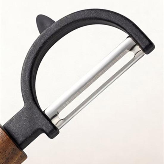 Stainless Steel Vegetable Peeler with Acacia Wood Handle, Ergonomic Potato Cutter for Fruit Carrot Cucumber, Kitchen Multifunctional Tool
