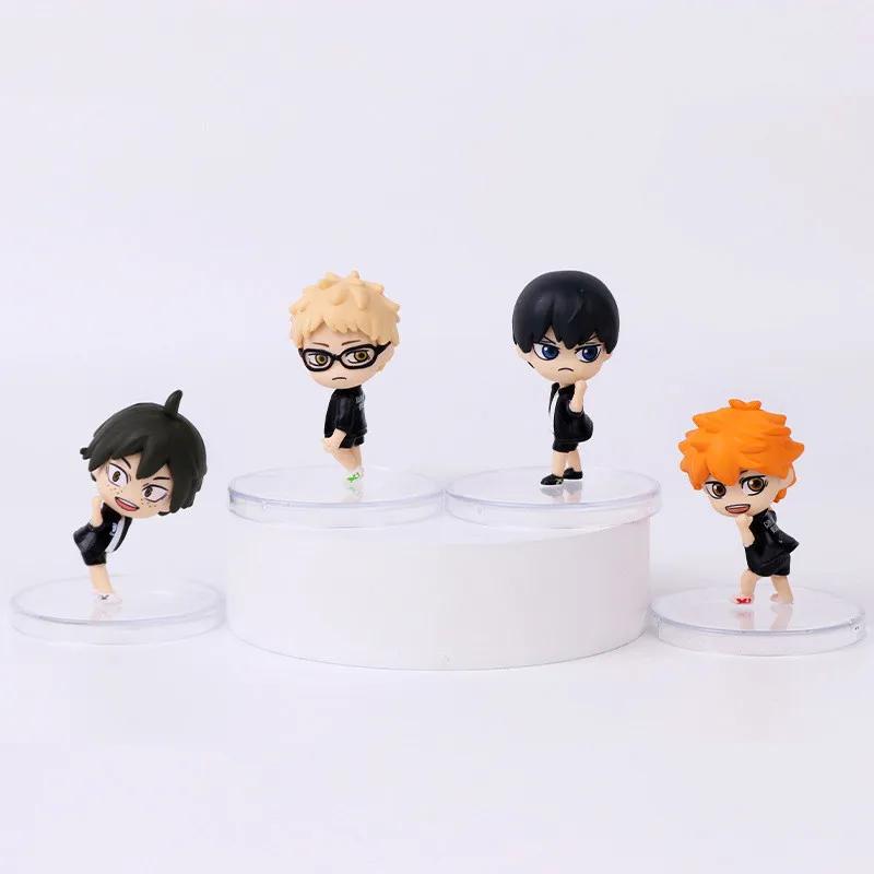 4Pcs/1Set Haikyuu Figure Tobio Kageyama Model Q version Hinata Shoyo Toy Kei Tsukishima Gift Collection Tadashi Yamaguchi PVC