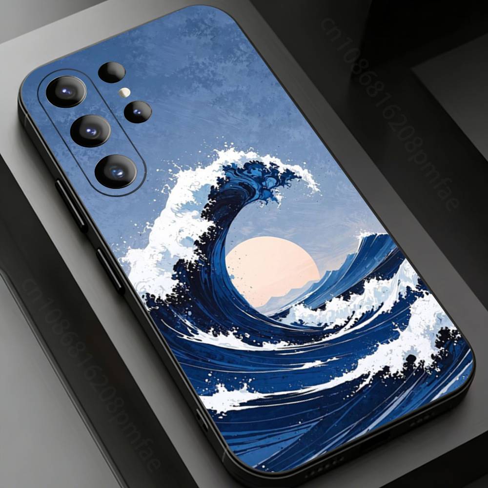 Moderne Kunst Wellen Handyhülle für Samsung Galaxy S20,23 Ultra S24,22 Plus S25,26,21FE TPU Hülle