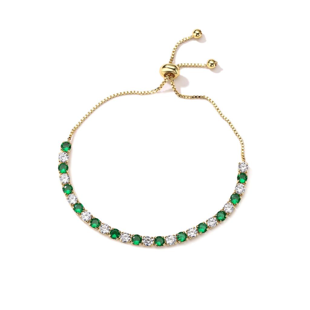 Elegant Women’s Colored Zircon Gold-Plated Tennis Bracelet