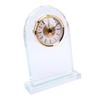 Glass Clock with Base Crystal Unique Plaque Home Desk Ornament for Men Women Colleagues Teachers Friends Retirement
