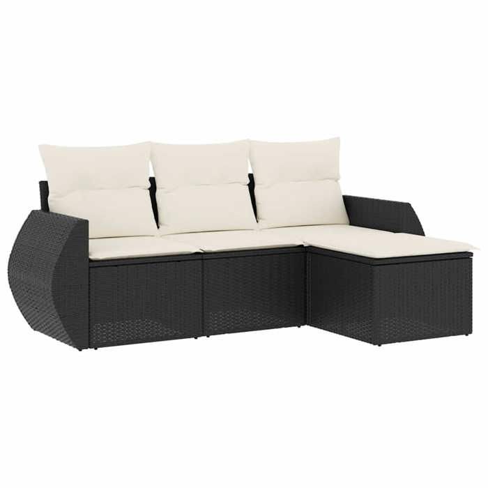 VidaXL Garden Lounge Set with Cushions 4 Pcs, Patio Sofas, Patio Furniture Set, Outdoor Furniture, Black 3253603