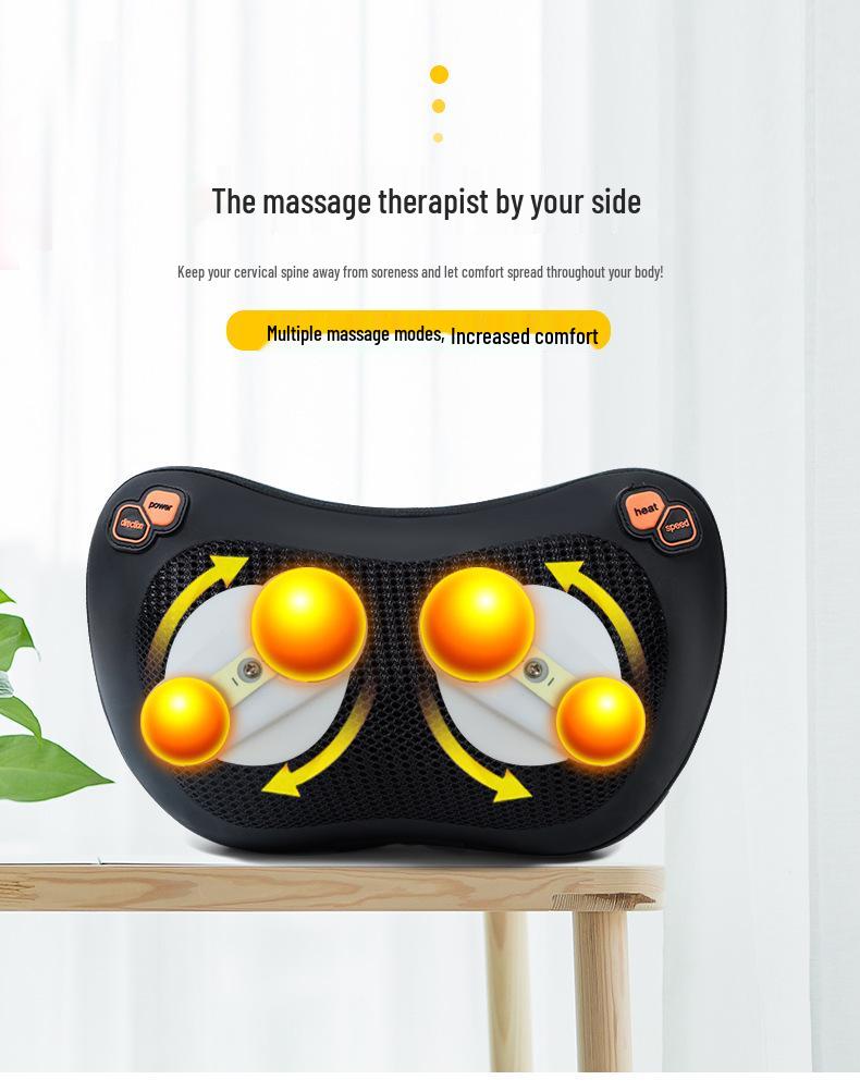 Dual-Use Neck & Back Massager Pillow with Heat Therapy for Home & Car Use