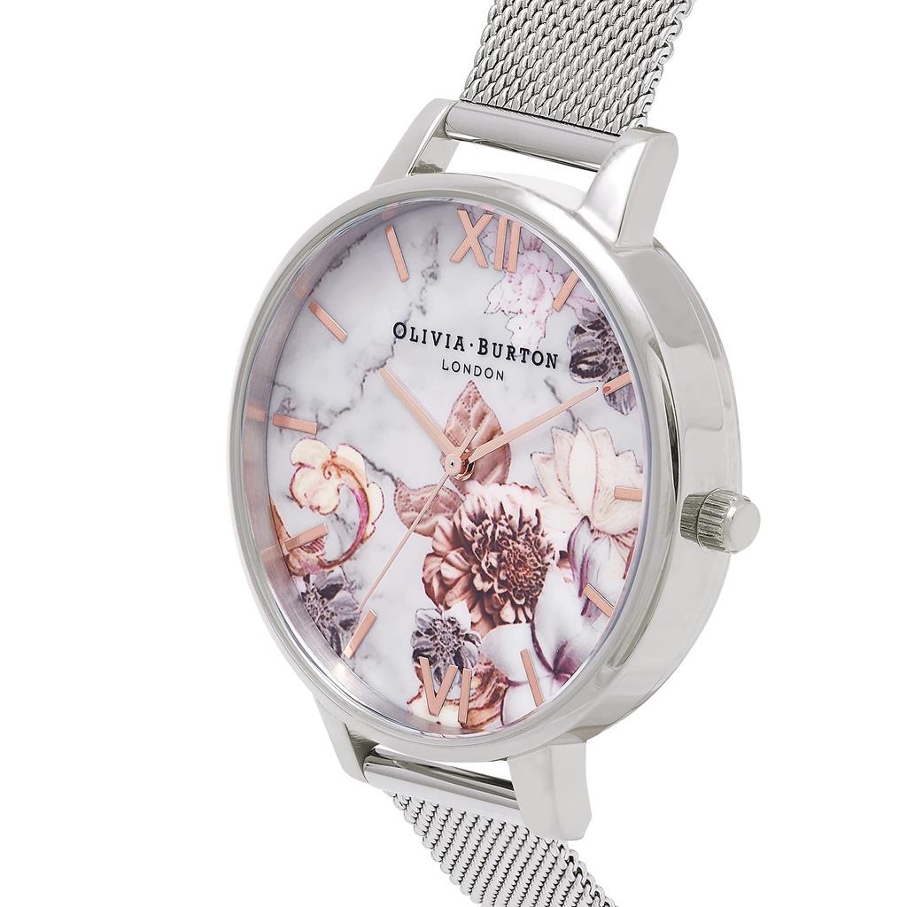Olivia Burton Marble Floral Quartz Watch with Multicolor White Women's Dial, OB16CS10,