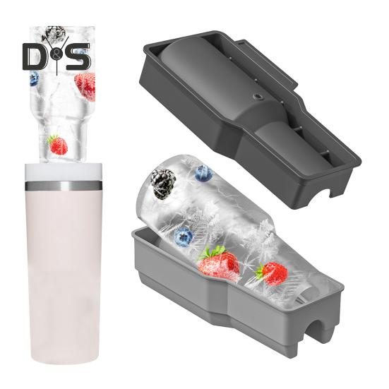 Silicone Ice Cube Tray for 20-40 Oz Tumbler Hollow Cylinder Design Ice Mold with Lid BPA-Free Reusable Ice Cube Maker for Cup H2.0