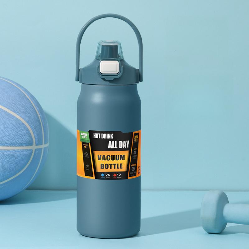 

40OZ/50OZ Double Layer Thermal Bottles Outdoor Sport Vacuum Insulated Thermos Portable Stainless Steel Cold and Hot Water Bottle 1200ml синій