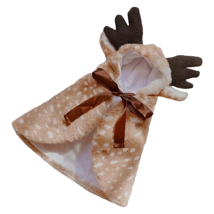 Dog Cloak Dress Up Costume Photo Props Pet Cap Soft Horn Reindeer Cloak