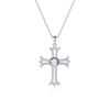 Gothic Cross Necklace European Style S925 Silver Inlaid Peridot Full Diamond Clavicle Chain
