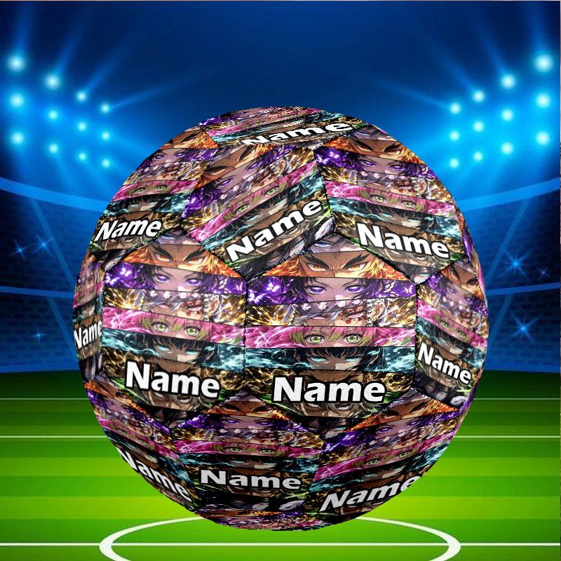 Custom Name Personalized Demon Slayer Print Size 5 Soccer Ball Training & Match Football, for Team, Kicking, Gift for Football Enthusiasts