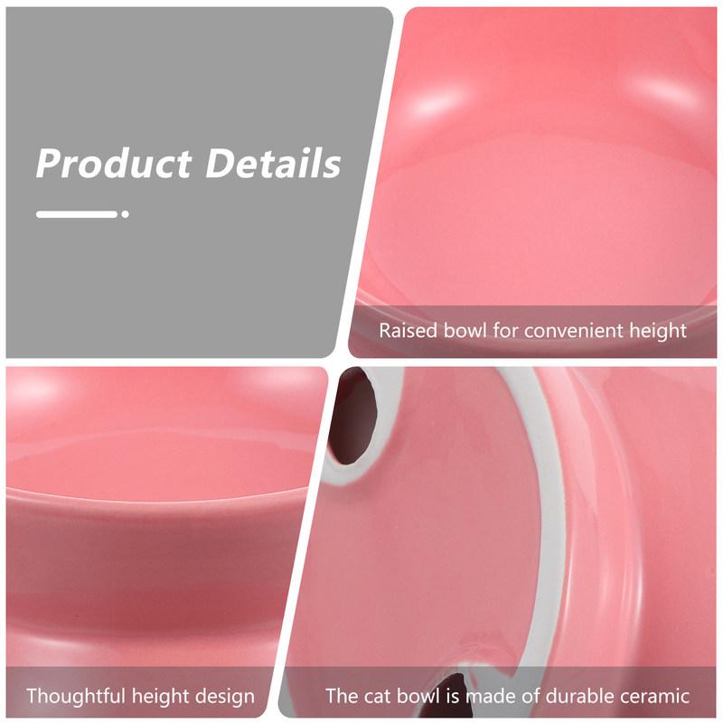 Ceramic Raised Cat Food Bowl Elevated Feeding Slanted Design Protects Neck Prevents Vomiting Easy Clean Dishwasher Safe Pet