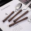 Wood Handle Tableware Set Korean Stainless Steel Cutlery Set Fork Knife Spoon Set High Quality Dinner Set Luxury Tableware Set