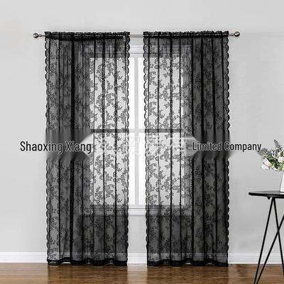 European-American Semi-Blackout Lace Gauze Curtains for Bedroom & Living Room