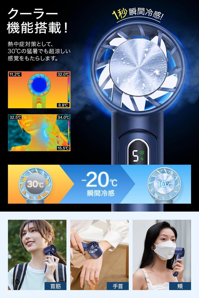 New Design with Cooling Portable Handheld Fan with Rapid 5000mAh Large Mobile Handheld Tabletop Neck USB 5 Wind Strong Mini High Strap LED Heatstroke