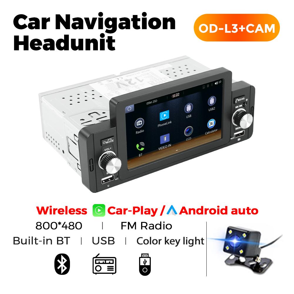 Navifly 5" Touch Screen 1 Din MP5 Player Universal Car Radio Multimedia Player Wireless Carplay Android Auto FM Stereo Receiver