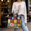 Bohemian Geometric Print Tote Bag Large Capacity Casual Shoulder Bag for Daily Shopping Travel