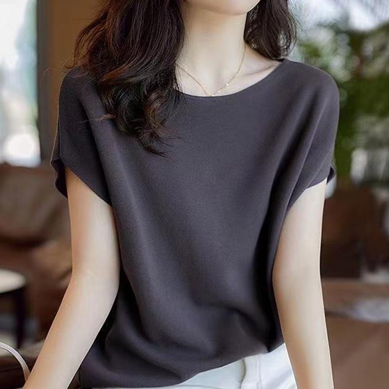 Fashion Summer Short Sleeve Knitted Sweaters Pullovers Women Tops O-Neck Knitted Women Sweater JJ25
