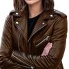 Women Jacket Solid Color Turndown Collar Autumn Winter Long Sleeve Zipper Coat with Belt for Riding