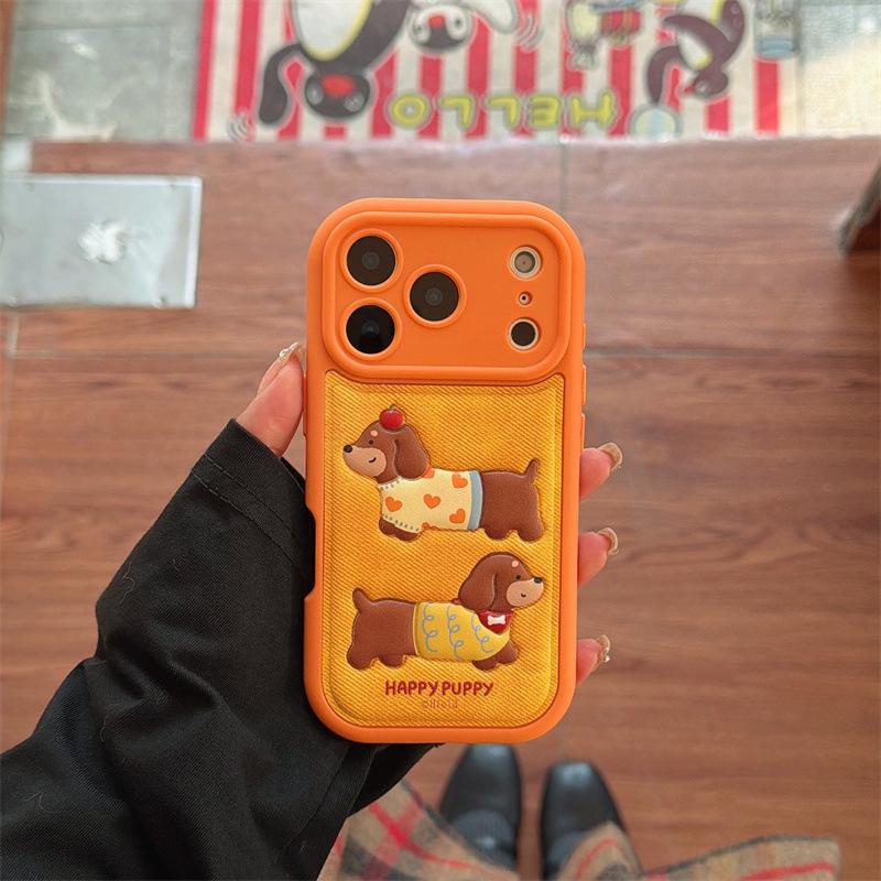 

New Starry Sky Orange Sausage Dog iPhone Case for 14/15/16 Pro Max/17 14 Pro