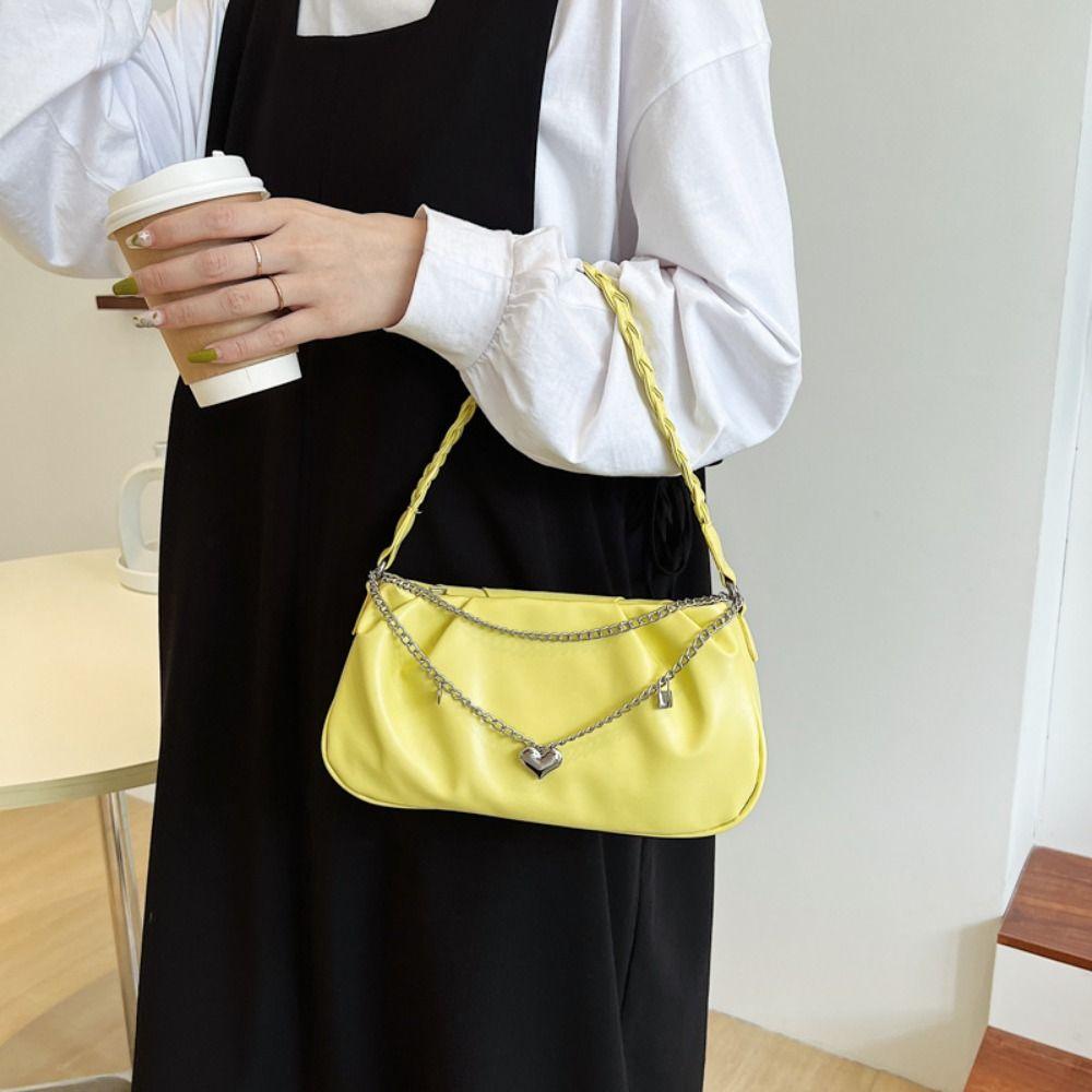 Sweet Y2K Underarm bag Pleated Cloud Square Bag Fashion PU Leather Shoulder Bag  Travel